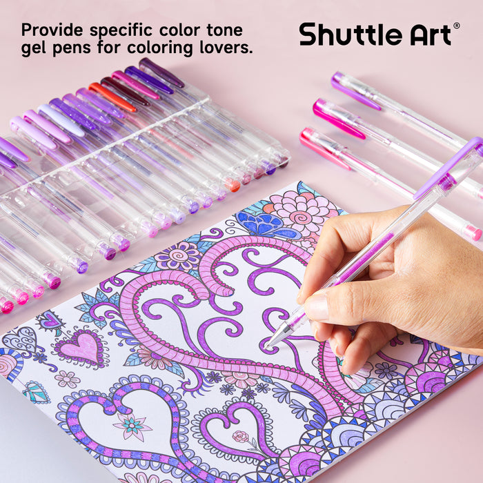 Pink Purple Gel Pens- Set of 30 with 30 Refills