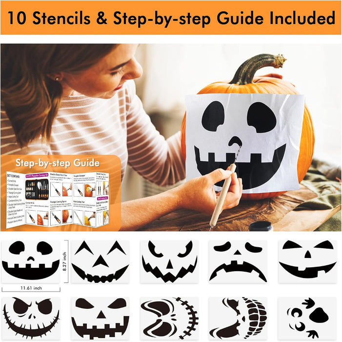 Halloween Pumpkin Carving Kit - Set of 15