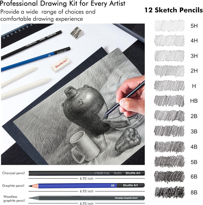 Professional Art Supply Set, Sketching and Drawing - 37 Pieces