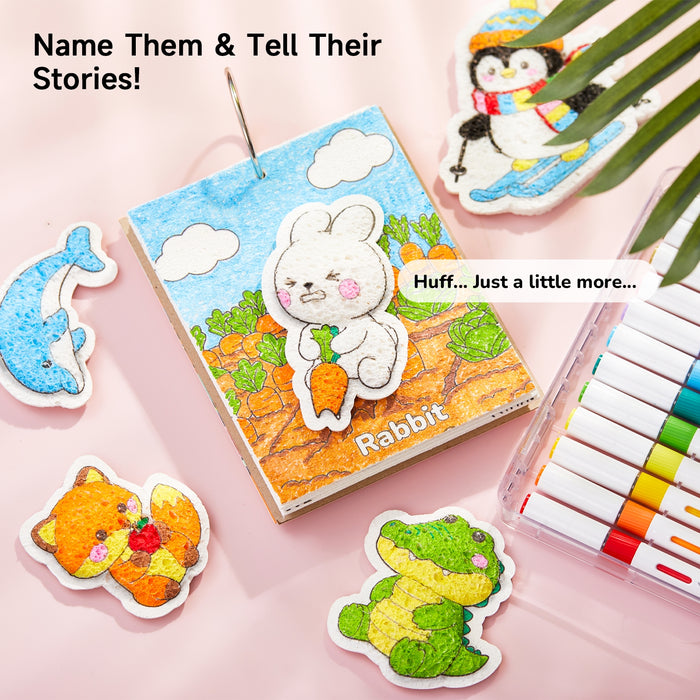 Magic Foam Texture Painting Kit Animal Series - Set of 63 Pcs, 15 Animal Foam Pieces