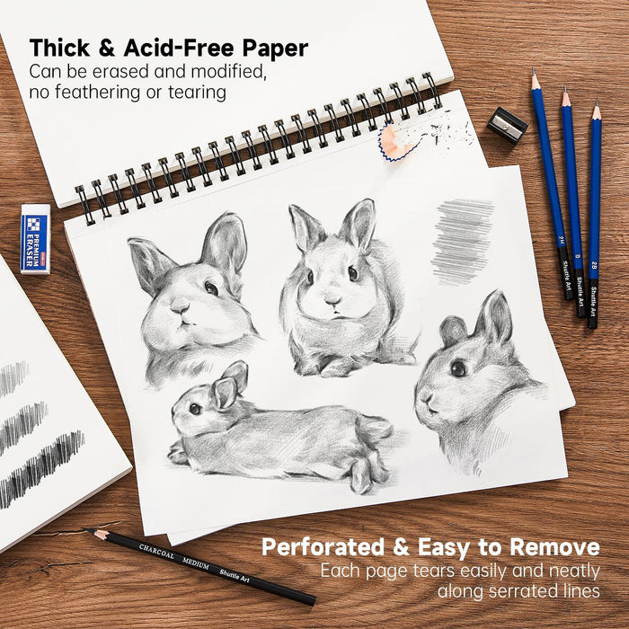Bazic 9x12 Sketch Book Pad - 150 Sheets Of White Drawing Paper For Pencil, Pastel & Charcoal