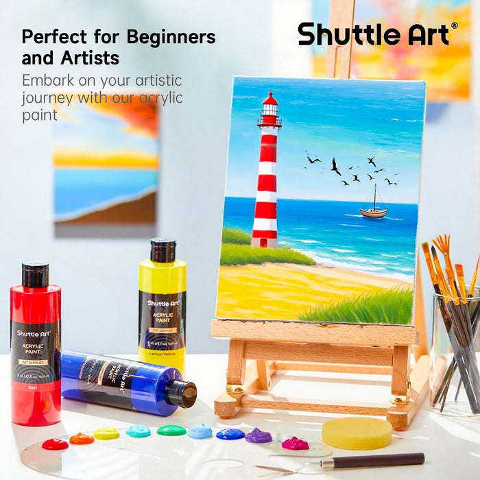 12 Colors Acrylic Paint - Set of 250ml/8.45oz Bottles