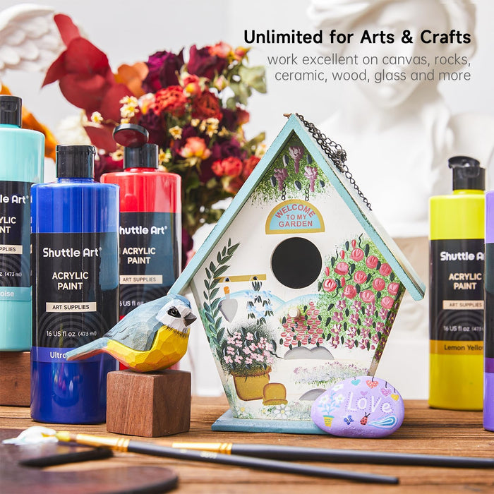 Acrylic Paint Large Bottle Set - 15 Pack 473ml/16oz Each