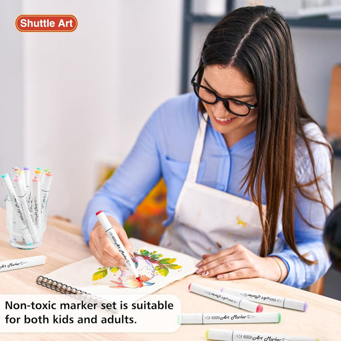 Dual Tip Brush & Fine Tip Art Marker - Set of 50 Pastel Colors
