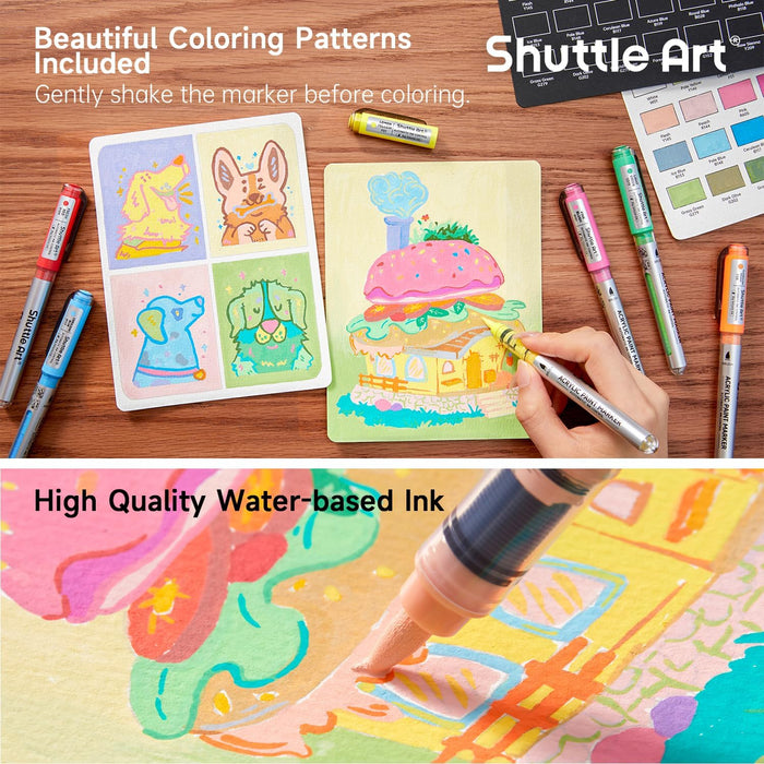 Art Automatic Ink Control Acrylic Paint Markers- Set of 48 Colors, Brush Tip