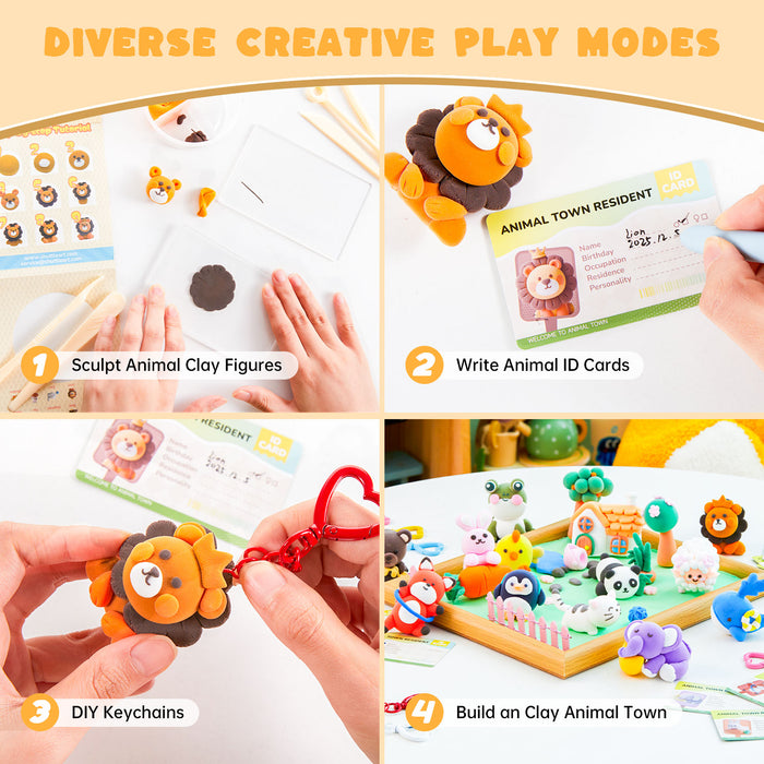 ir Dry Clay for Kids - Zoo Town, 55 PCS Modeling Clay Kit