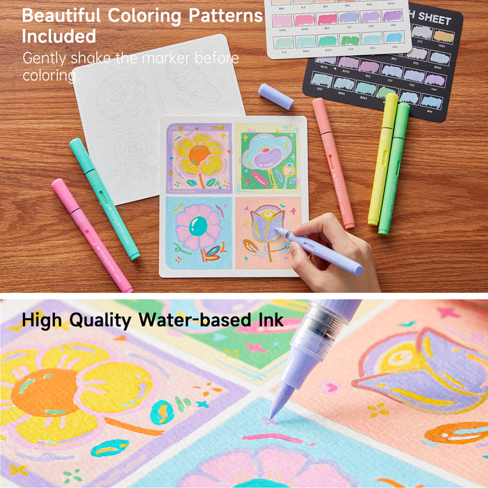 Art Automatic Ink Control Acrylic Paint Markers- Set of 24 Pastel Colors, Brush Tip