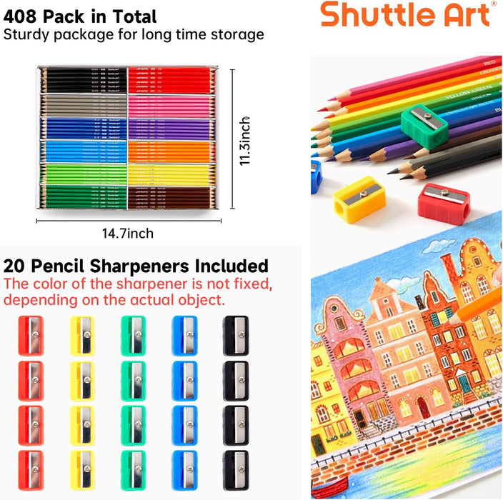 Colored Pencils Bulk,12 Colors - Set of 408