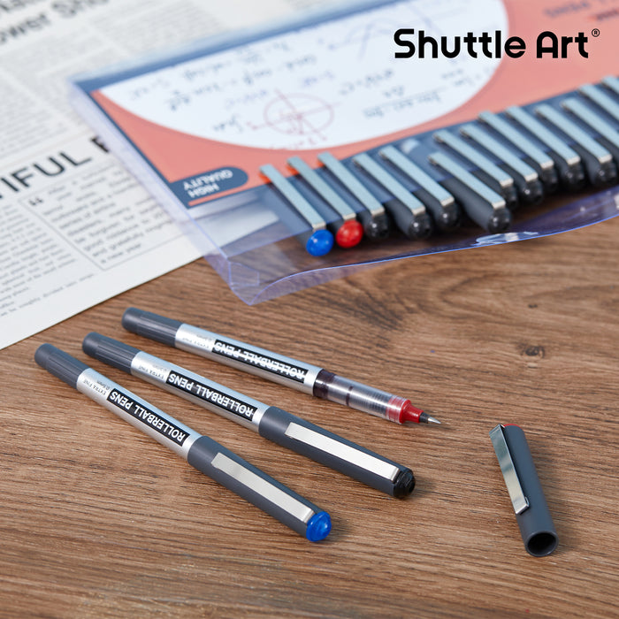 RollerBall Pens, 21 Black 2 Blue 2 Red - Set of 25
