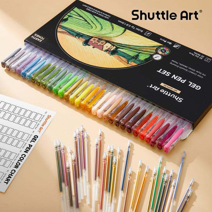 Earth Tone Gel Pens- Set of 30 with 30 Refills
