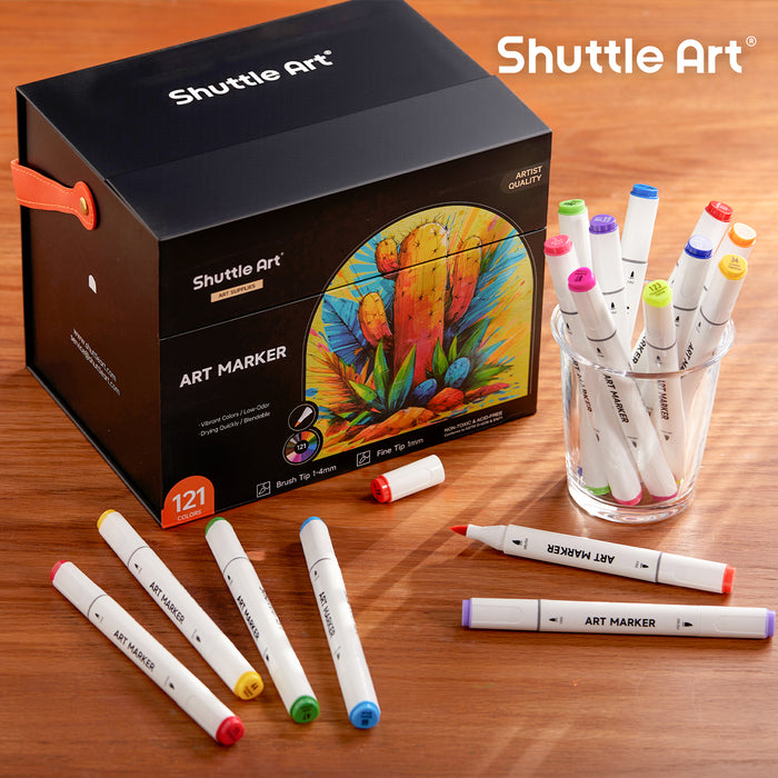 Dual Tip Brush & Fine Tip Art Marker -  Set of 121 Colors