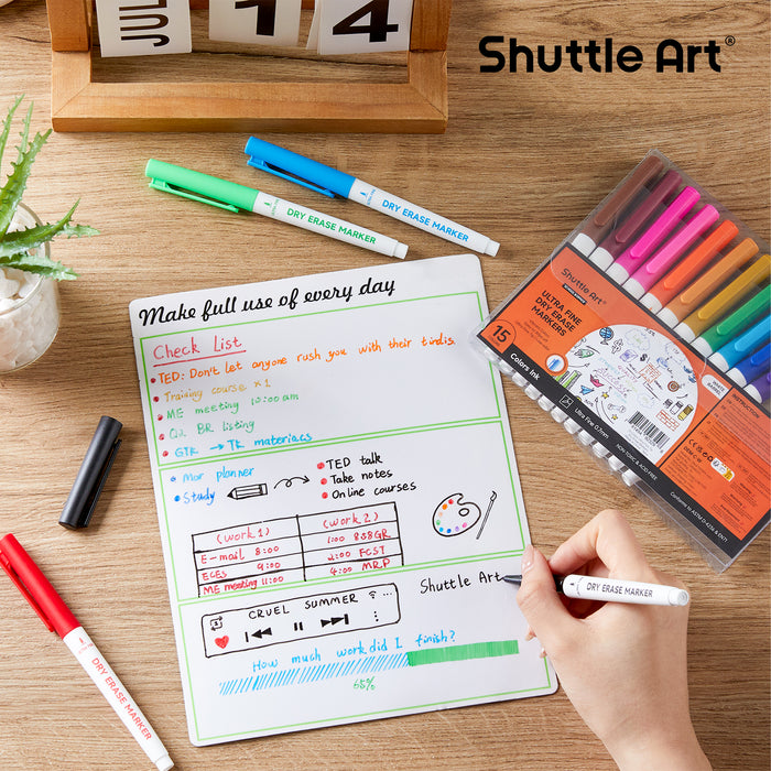 Ultra Fine Dry Erase Markers, 15 Colors