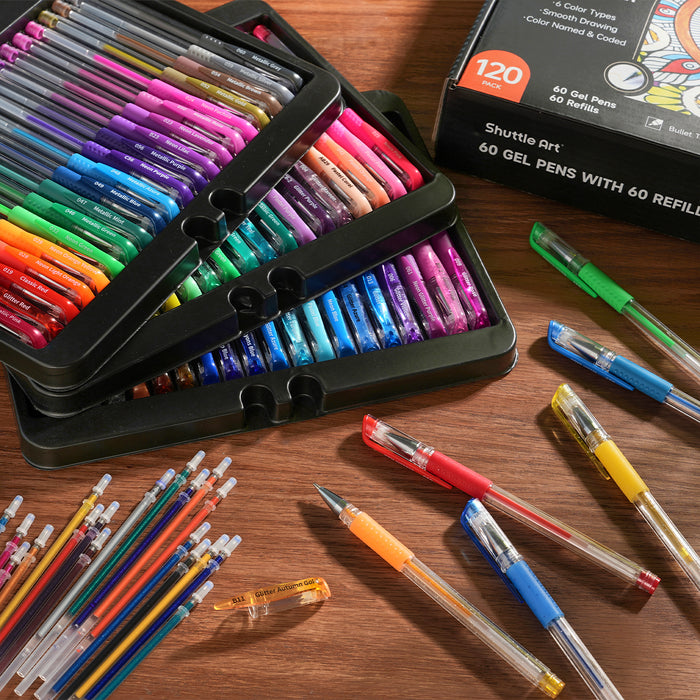 Colored Gel Pens, 60 Colors with 60 Refills - Set of 120