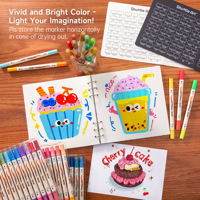 60-Pack Dual-Tone Acrylic Paint Markers Set of 120 Colors Acrylic Paint Pens
