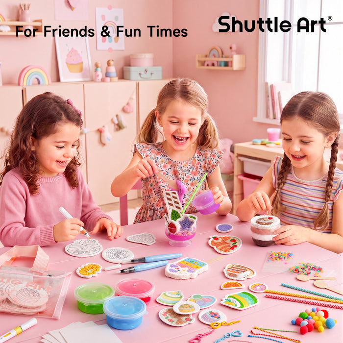 Magic Foam Texture Painting Kit Dessert Series -Set of 105 PCS,24 Dessert Foam Pieces