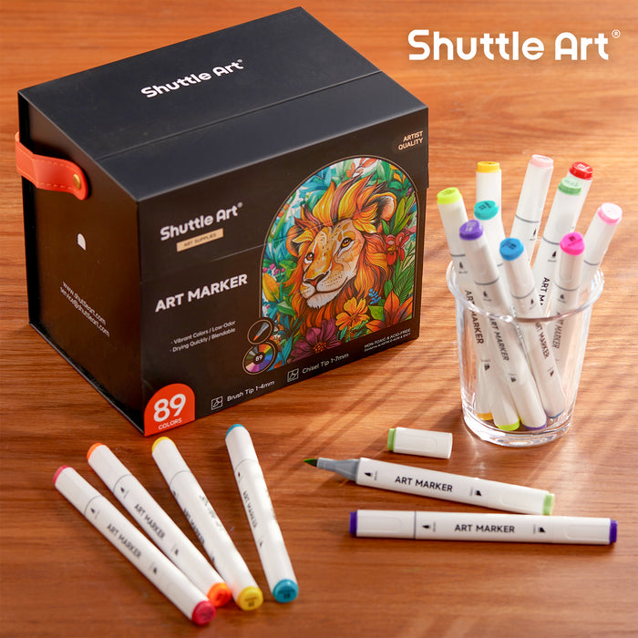Dual Tip Brush & Chisel Tip Art Marker - Set of 89 Colors