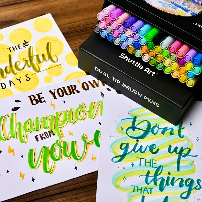 Pastel Colors Dual Brush Pen Art Markers - Set of 56