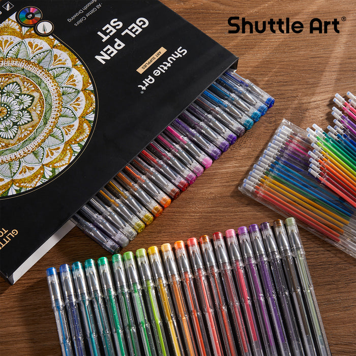 Colored Glitter Gel Pens, 40 Colors Gel Pen with 40 Refills Set