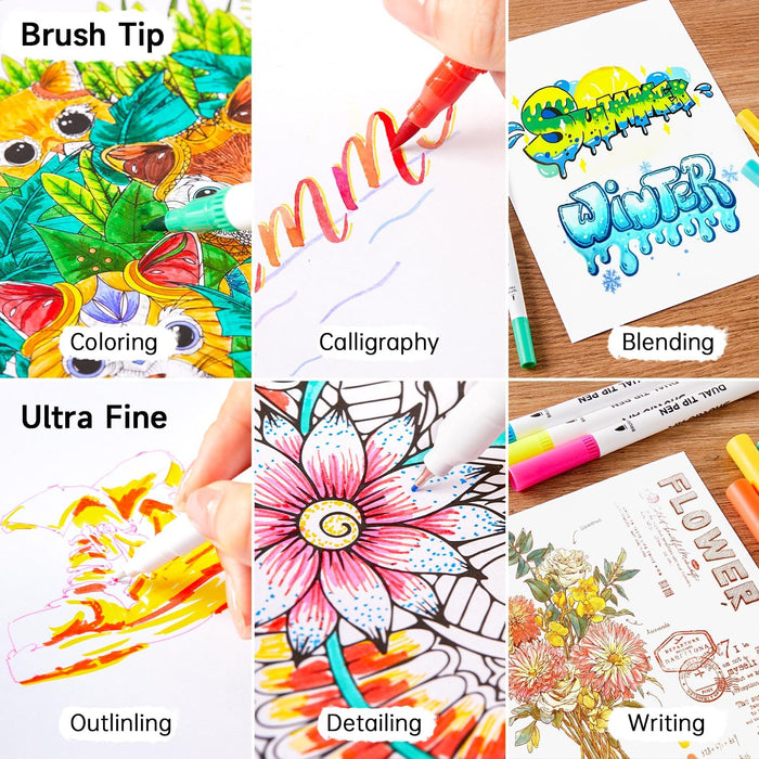 Dual Tip Brush Pens -  Set of 56