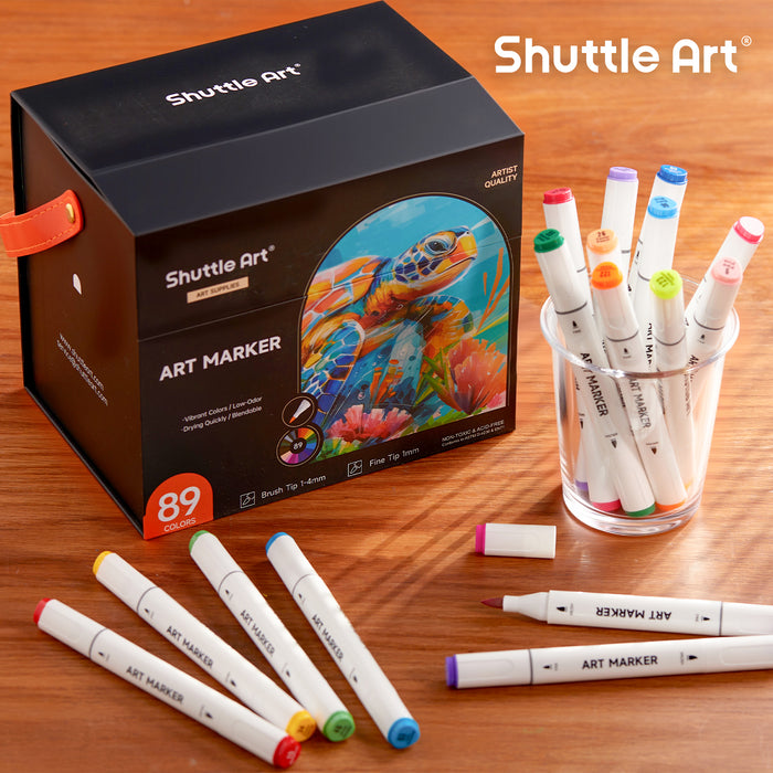 Dual Tip Brush & Fine Tip Art Marker - Set of 89 Colors