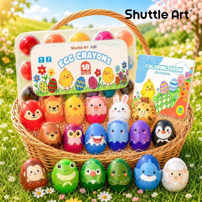 Egg Crayons for Toddlers 1-3, Jumbo Crayons- Set of 18 Colors