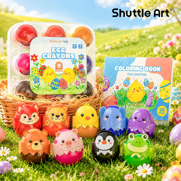 Egg Crayons for Toddlers 1-3, Jumbo Crayons  - Set of 9 Colors
