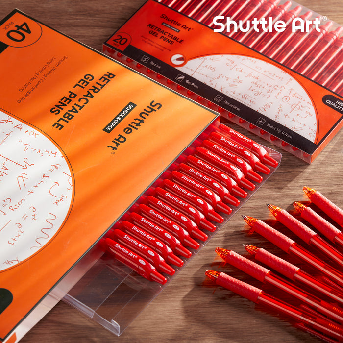 Red Gel Pens, 40 Pack Retractable 0.7mm