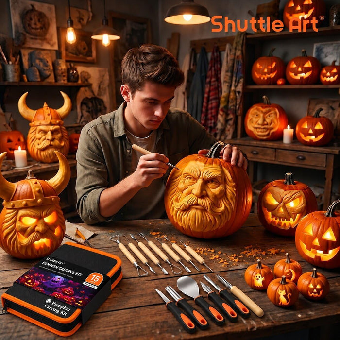 Halloween Pumpkin Carving Kit - Set of 15