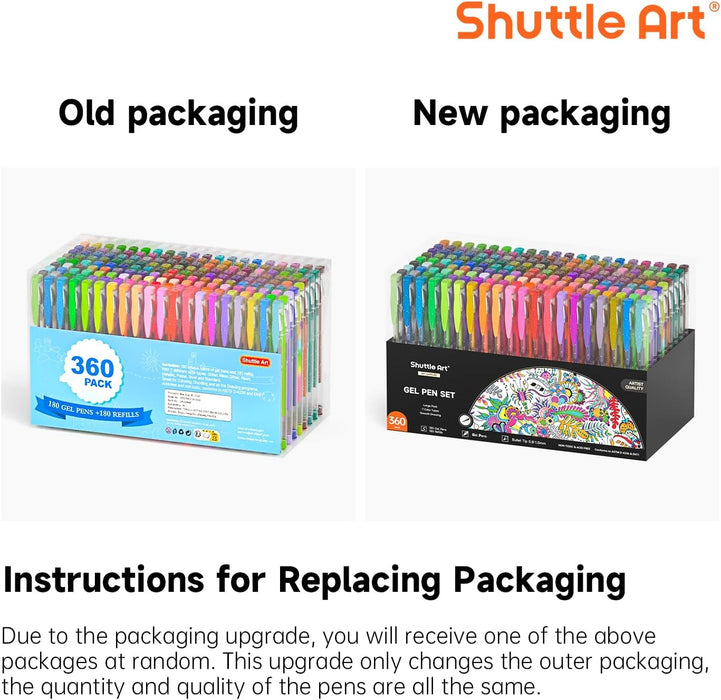 Colored Gel Pens, 180 Colors Gel Pen with 180 Refills - Set of 360