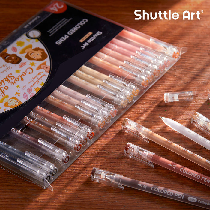 24 Skin Tone Colored Pens - Set of Journal Pens, 0.6mm Fine Point