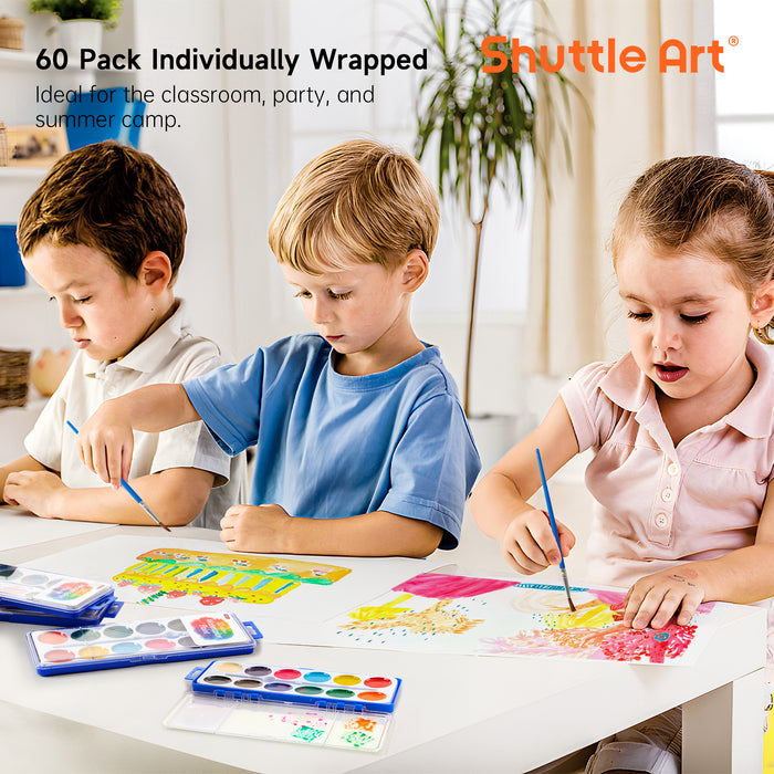 Watercolor Paints, 12 Colors - Set of 60