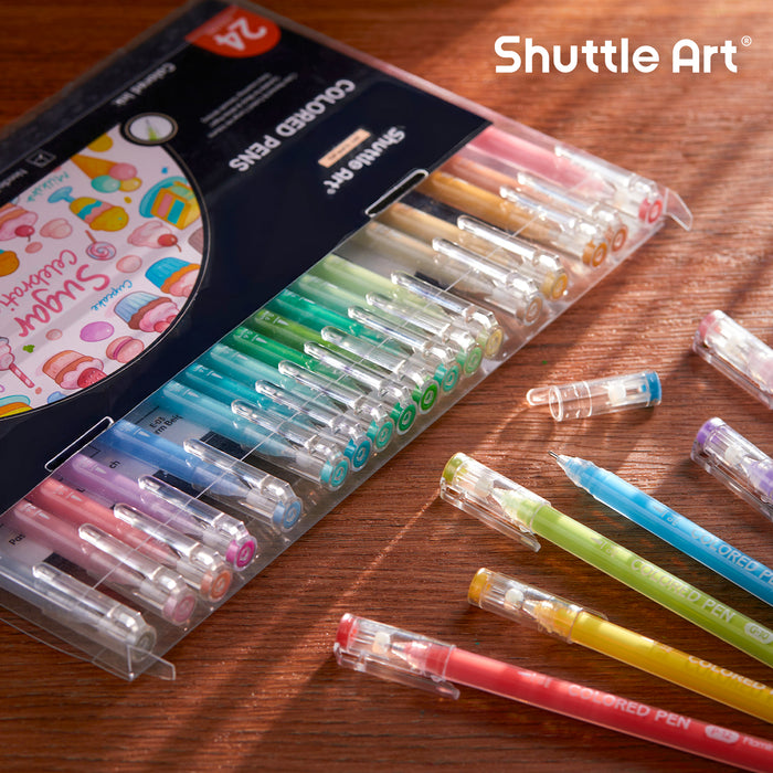 24 Pastel Tone Colored Pens - Set of Cute Journal Pens, 0.6mm Fine Point