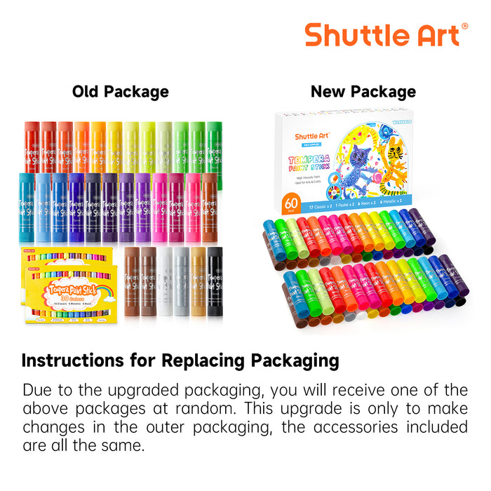 Washable Tempera Paint Sticks, 30 Colors*2 - Set of 60