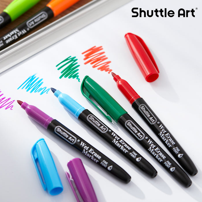Wet Erase Markers, 1mm Fine Tip- Set of 12