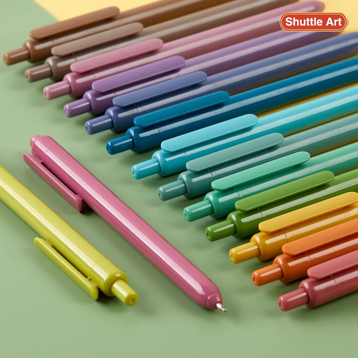 Retractable Ballpoint Pens - Set of 15 Vintage Barrels, Black Ink
