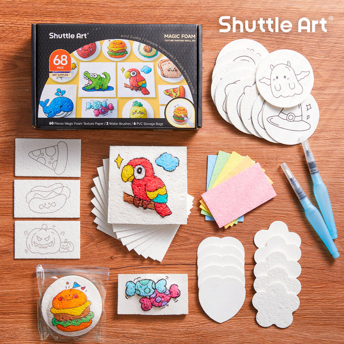 Magic Foam Texture Painting Refill Paper Kit - 68 Pcs