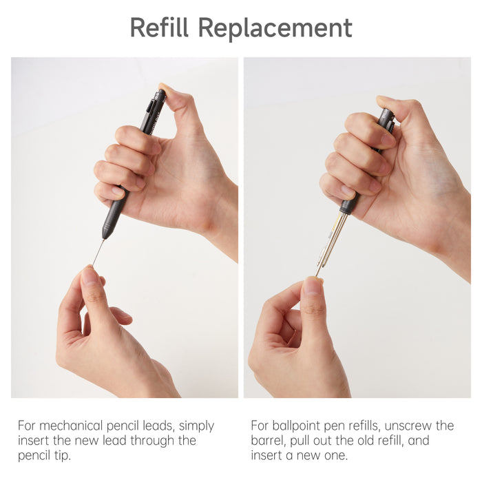 4 in 1 Multicolor Pen, 2 Pack Retractable Ballpoint Pens with 1.0mm Black Blue Red Ink and 0.5mm Mechanical Pencil