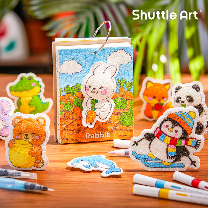 Magic Foam Texture Painting Kit Animal Series - Set of 63 Pcs, 15 Animal Foam Pieces