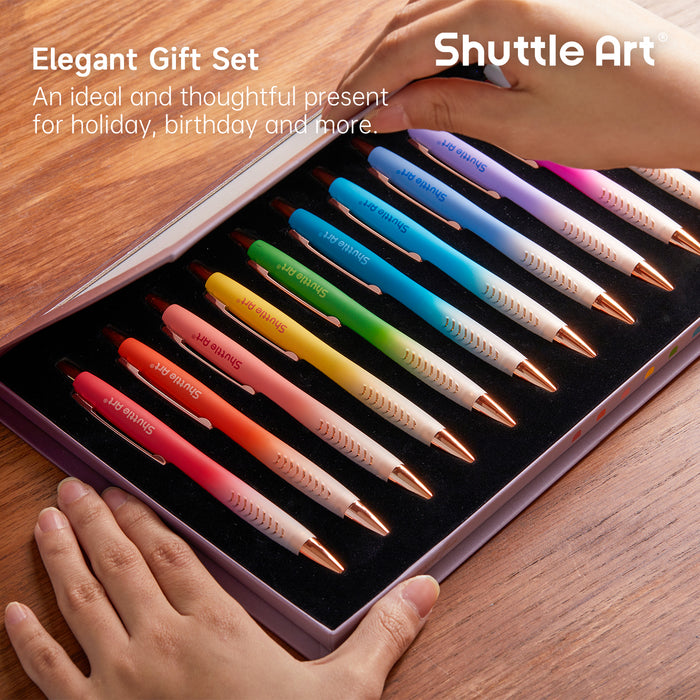 Ballpoint Pens, Retractable Black Ink Ball Point Pens - Set of 12 Pack Colored  Cute Pens, 1.0mm