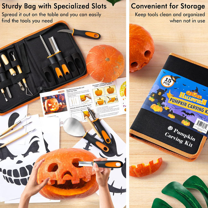 Halloween Pumpkin Carving Kit - Set of 15