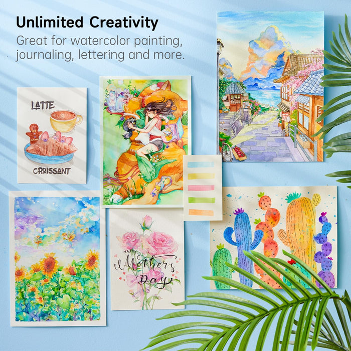 Watercolor Paint, 12ml Tube with 3 Brushes - Set of 48