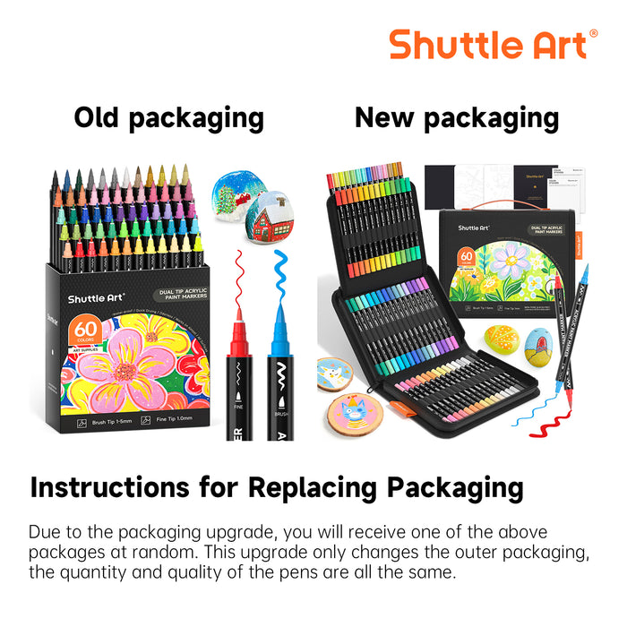 Acrylic Paint Brush Markers, Dual Tip-Set of 60