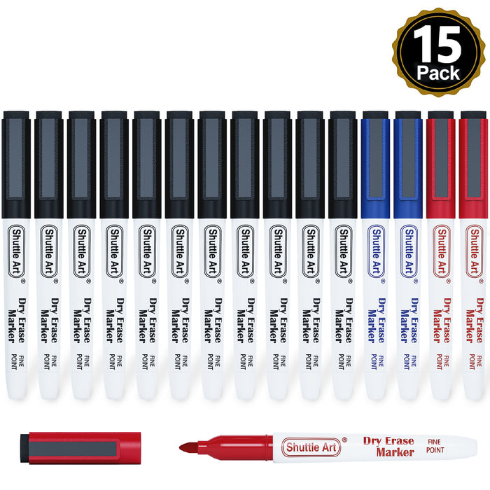 Dry Erase Markers,13 Black & 2 Red & 2 Blue - Set of 15