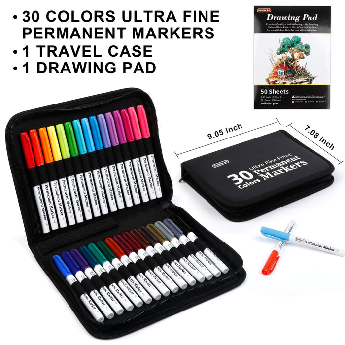 Permanent Markers, Ultra Fine Point - Set of 30