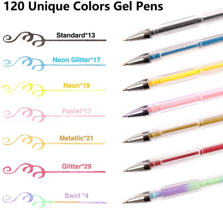 Colored Gel Pens, 2 pack 120 Colors Gel Pens - Set of 240