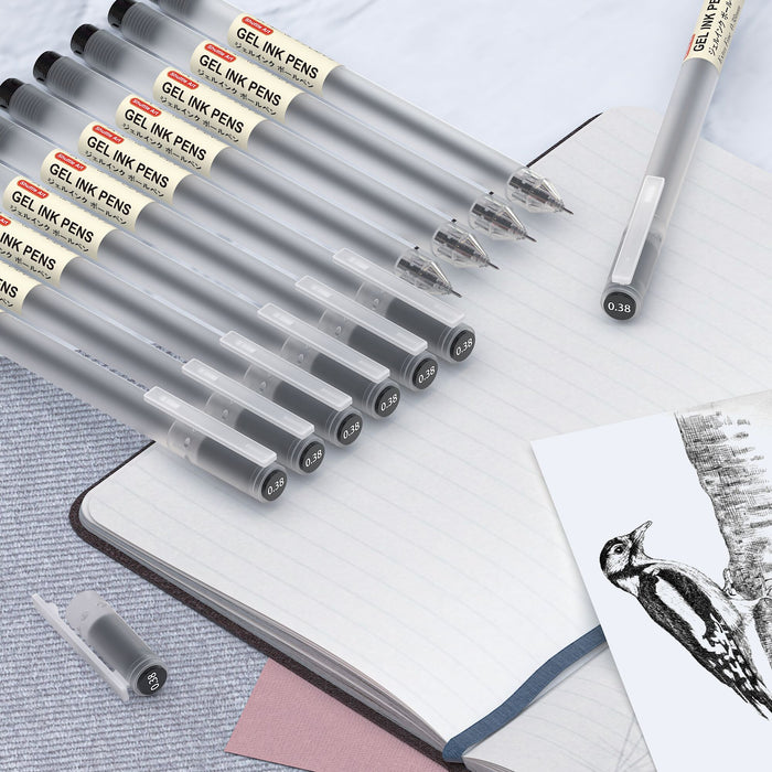 Black Gel Ink Ball Point Pens - Set of 15