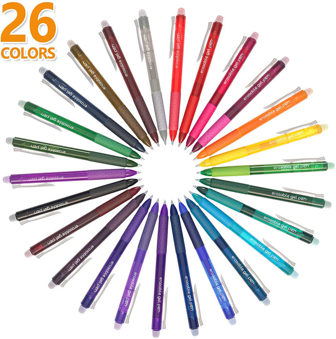 Colored Erasable Gel Pens - Set of 26