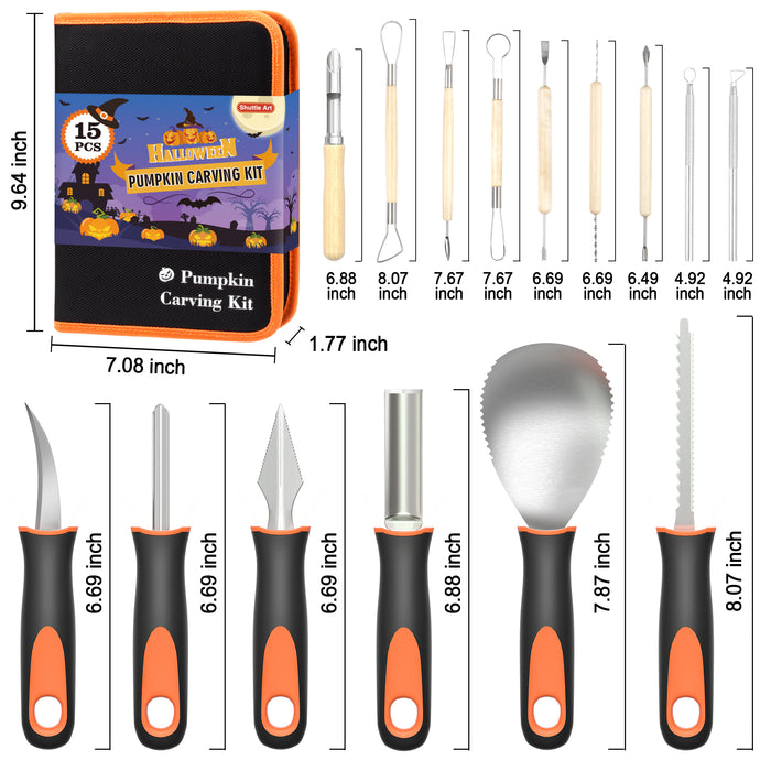 Kit Sculpture Citrouille Halloween – 10 Outils Acier Inoxydable + 20 Modèles – Pour Enfants Et Adultes - 6