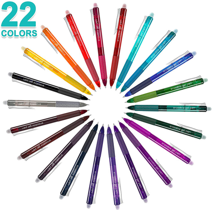 Colored Erasable Gel Pens - Set of 22
