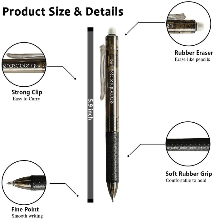 Black&Blue Erasable Gel Pens - Set of 15